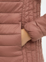 Куртка стеганая с круглым вырезом oodji для женщины (коричневый), 10204040B/33445/3701N