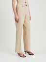 Брюки прямые из смесового льна oodji для Женщины (бежевый), 21701103/16009/3301N