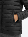 Куртка стеганая с капюшоном oodji для женщины (черный), 10203085/50223/2900N