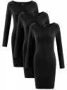 Платье облегающего силуэта (комплект из 3 штук) oodji для Женщины (черный), 14001183T3/46148/2900N
