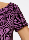Платье трикотажное с принтом из флока oodji для женщины (фиолетовый), 14001117-9/33038/4C29O