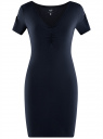Платье облегающего силуэта с V-образным вырезом oodji для Женщины (синий), 14001082B/47490/7900N