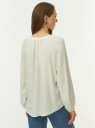 Блузка свободного силуэта с V-образным вырезом oodji для Женщины (белый), 21414006/52977/1200N
