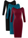 Комплект платьев с вырезом-лодочкой (3 штуки) oodji для Женщины (разноцветный), 14017001T3/47420/19EBN
