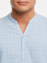 Рубашка из смесового льна с длинным рукавом oodji для Мужчины (синий), 3B320002M-4/50932N/7012C