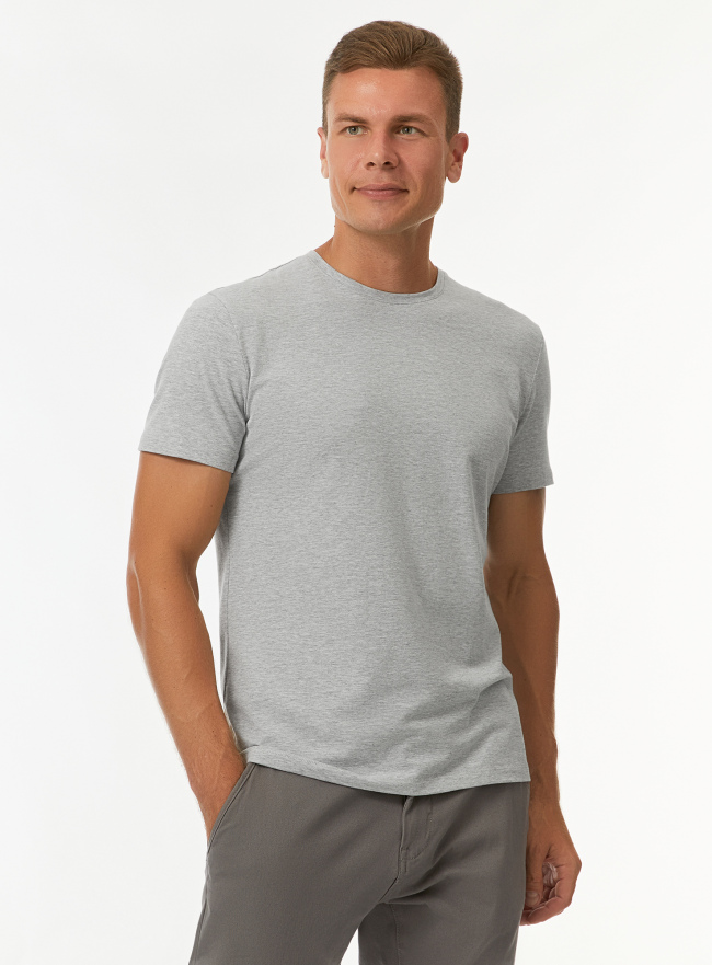 Футболка из хлопка oodji для Мужчины (серый) Футболка из хлопка oodji для Мужчины (серый), 5B611004M/46737N/2000M