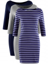Комплект из трех платьев облегающего силуэта oodji для Женщины (синий), 14001071T3/46148/7920N