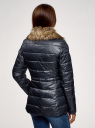 Куртка стеганая с отстегивающимся искусственным мехом на воротнике oodji для Женщины (синий), 20204041-3/24176/7900N