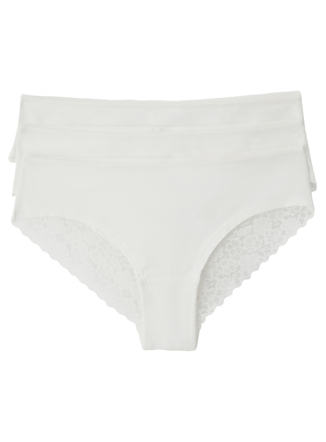 Комплект из 3-х трусов oodji для Женщины (белый) Комплект из 3-х трусов oodji для Женщины (белый), 55709993T3/51411/1200N