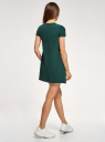 Платье А-образного силуэта в рубчик oodji для женщины (зеленый), 14000157/45997/6900N