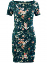 Платье трикотажное с вырезом-лодочкой oodji для Женщины (зеленый), 14007026-2B/42588/6E43F