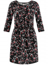 Платье вискозное с рукавом 3/4 oodji для Женщины (черный), 11901153-1B/42540/2930E