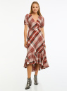 Платье миди с воланами oodji для Женщины (красный), 11900238/51023/4539C