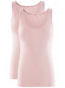 Комплект из двух базовых маек oodji для женщины (розовый), 24315001T2/46147/4A01N