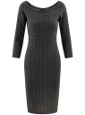 Платье из фактурной ткани с вырезом-лодочкой oodji для Женщины (черный), 14017001-3/47279/2910J
