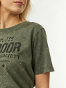 Футболка вареная с принтом oodji для Женщины (зеленый) Футболка вареная с принтом oodji для Женщины (зеленый), 14701117-39/47885N/6629P