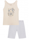 Пижама хлопковая с принтом oodji для Женщина (серый), 56002246/47885N/3023P