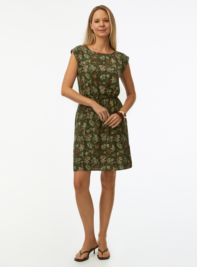 Платье вискозное с коротким рукавом oodji для Женщины (зеленый) Платье вискозное с коротким рукавом oodji для Женщины (зеленый), 11910073-8B/26346/6866F