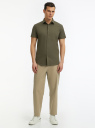 Рубашка хлопковая с коротким рукавом oodji для Мужчины (зеленый), 3B240002M/34146N/6600N