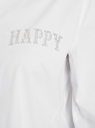 Рубашка хлопковая с вышивкой бисером oodji для Женщина (белый), 13K11028/26357/1000P