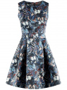Платье приталенное с расклешенной юбкой oodji для женщины (синий), 11902151/24393/7419U