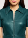 Платье из искусственной кожи с короткими рукавами с молнией на груди oodji для женщины (зеленый), 18L02002/45902/6C00N