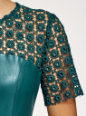 Платье из искусственной кожи с кружевной вставкой oodji для женщины (зеленый), 18L00003/43578/6C00N