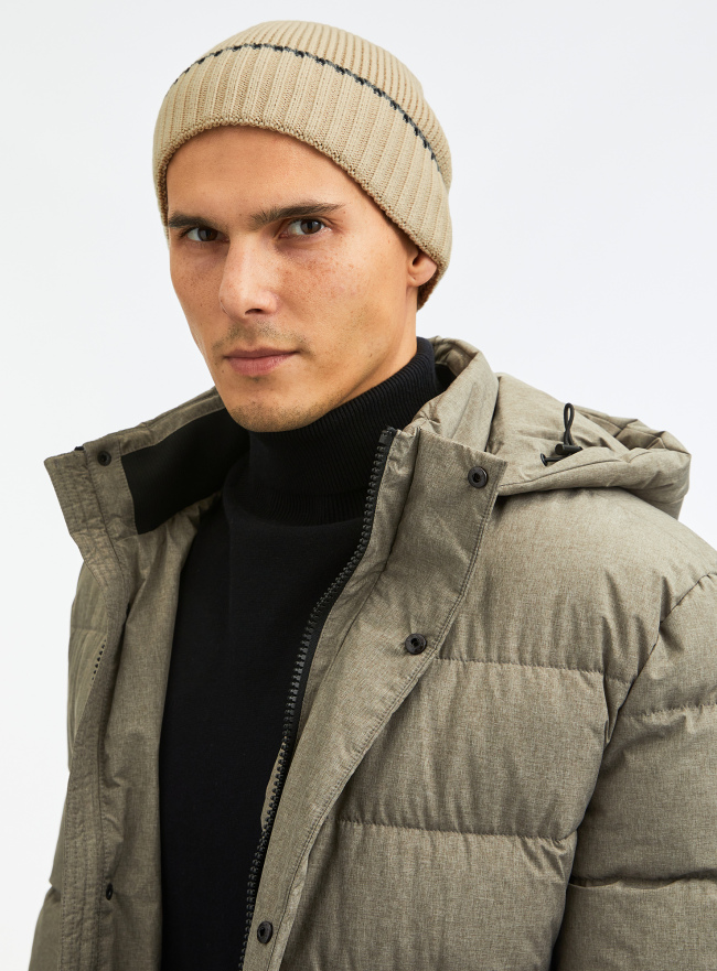 Шапка вязаная oodji для Мужчины (бежевый) Шапка вязаная oodji для Мужчины (бежевый), 8L043067M/46629/3325B