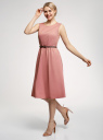 Платье с поясом без рукавов oodji для Женщины (розовый), 12C13008-1/46683/4A00N