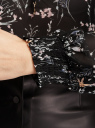Блузка принтованная с оборками на рукавах oodji для женщины (черный), 11400458/50837/2919F