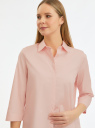 Рубашка свободного силуэта с асимметричным низом oodji для Женщины (розовый), 13K11002-1B/42785/4B00N