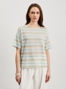 Футболка в полоску с люрексом oodji для Женщины (бирюзовый), 14701134-1/53063/7333O
