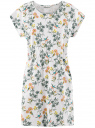 Платье трикотажное с резинкой на талии oodji для Женщины (белый), 14008019-4/46154/1243F