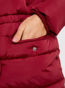Куртка удлиненная с искусственным мехом на капюшоне oodji для Женщины (красный), 10203058/45928/4900N
