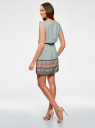 Платье вискозное с поясом базовое oodji для Женщины (бирюзовый), 11910073-3/26346/7333E