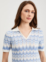 Джемпер-поло ажурной вязки oodji для Женщины (синий), 63812743/51725/7010O