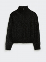 Свитер фактурной вязки с горловиной на молнии oodji для Женщины (черный) Свитер фактурной вязки с горловиной на молнии oodji для Женщины (черный), 64405105/52148/2912M
