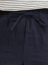 Брюки из смесового льна на завязках oodji для Женщины (синий), 11709051/16009/7900N