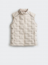 Жилет стеганый на молнии с пуховым утеплителем oodji для Женщины (бежевый), 19403011-2/52051/3300N