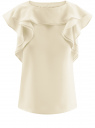 Топ с воланами из струящейся ткани oodji для женщины (белый), 11401252/43311/2000N