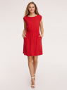 Платье вискозное с коротким рукавом oodji для женщины (красный), 11910073-8B/26346/4500N