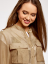 Блузка удлиненная из хлопка с шелком oodji для женщины (бежевый), 11411153/46626/3300N