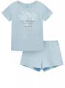 Пижама хлопковая с принтом oodji для женщины (синий), 56002251-2/47885N/7012P