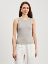 Майка в рубчик с люрексом oodji для Женщины (бежевый), 24315013/53058/3391X