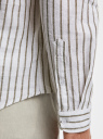 Рубашка с воротником-стойкой из смесового льна oodji для Мужчина (белый), 3L300000M-2/50932N/1066S