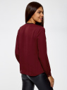 Блузка из струящейся ткани с контрастной отделкой oodji для женщины (красный), 11411059/43414/4900N