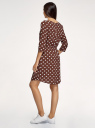 Платье вискозное с рукавом 3/4 oodji для Женщина (коричневый), 11901153-3B/42540/3712D