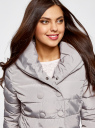 Пальто стеганое на кнопках с объемным воротником oodji для женщины (серый), 10204049B/24771/2300N