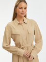 Платье-рубашка с нагрудными карманами oodji для Женщина (бежевый), 11911057/51647/3501N