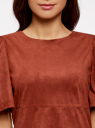 Платье из искусственной замши свободного силуэта oodji для женщины (красный), 18L11001/45622/4900N